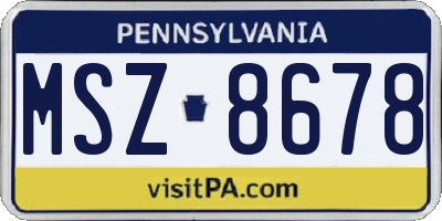 PA license plate MSZ8678