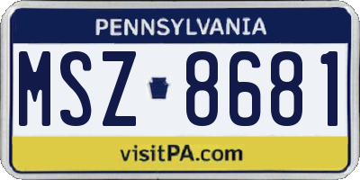 PA license plate MSZ8681