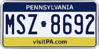 PA license plate MSZ8692