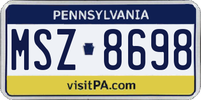 PA license plate MSZ8698