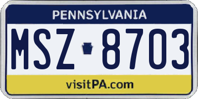 PA license plate MSZ8703