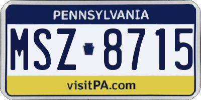 PA license plate MSZ8715
