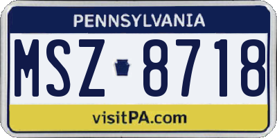 PA license plate MSZ8718