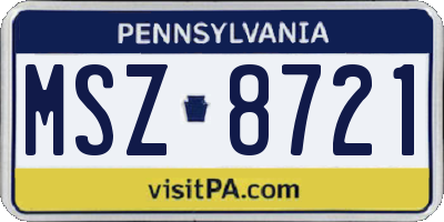 PA license plate MSZ8721