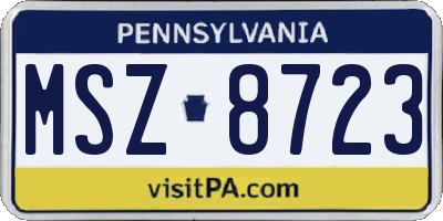 PA license plate MSZ8723