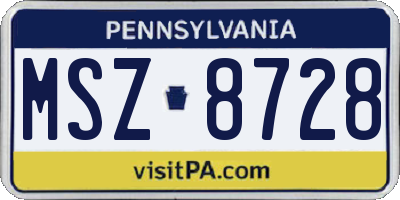 PA license plate MSZ8728