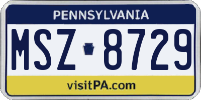 PA license plate MSZ8729