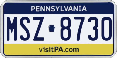 PA license plate MSZ8730