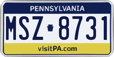 PA license plate MSZ8731