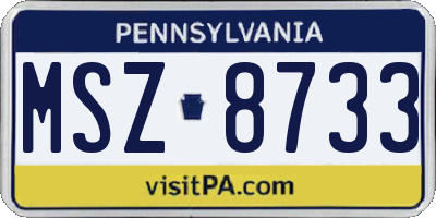 PA license plate MSZ8733