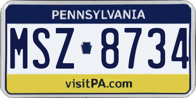 PA license plate MSZ8734