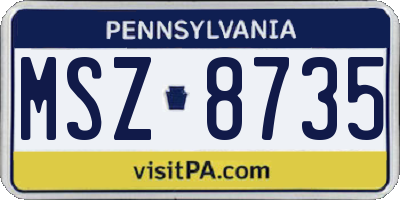 PA license plate MSZ8735