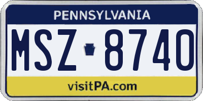 PA license plate MSZ8740