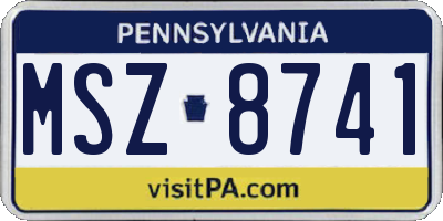 PA license plate MSZ8741