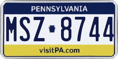 PA license plate MSZ8744