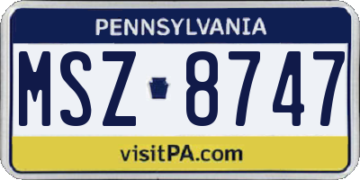 PA license plate MSZ8747