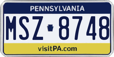 PA license plate MSZ8748