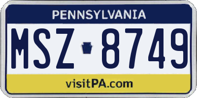 PA license plate MSZ8749