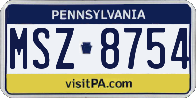 PA license plate MSZ8754