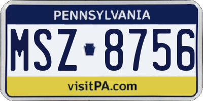 PA license plate MSZ8756