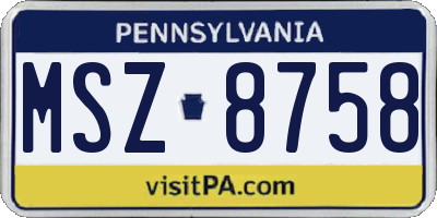 PA license plate MSZ8758