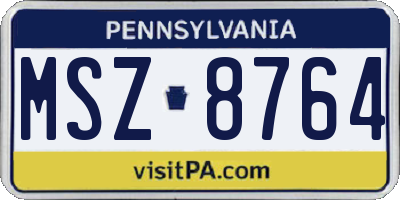 PA license plate MSZ8764