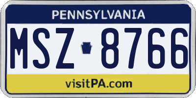 PA license plate MSZ8766