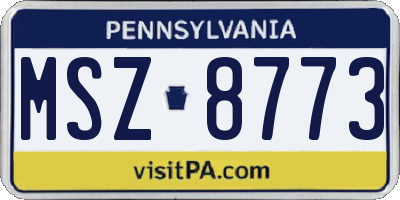 PA license plate MSZ8773