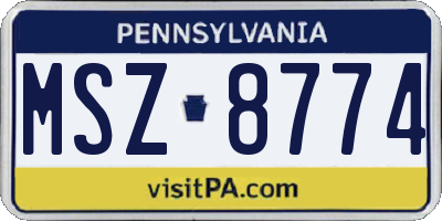 PA license plate MSZ8774