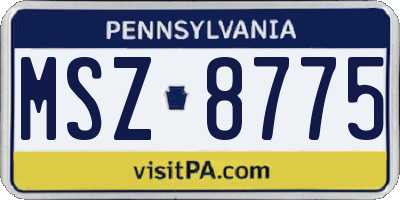 PA license plate MSZ8775