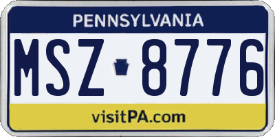 PA license plate MSZ8776