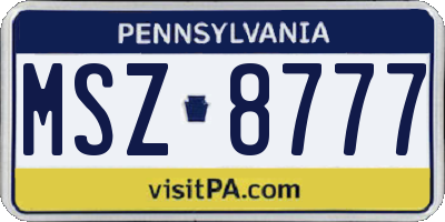 PA license plate MSZ8777