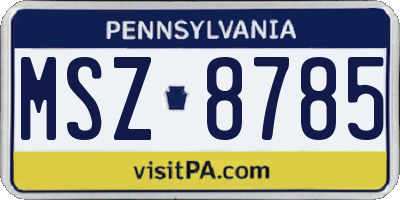 PA license plate MSZ8785