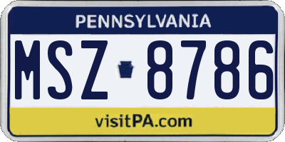 PA license plate MSZ8786