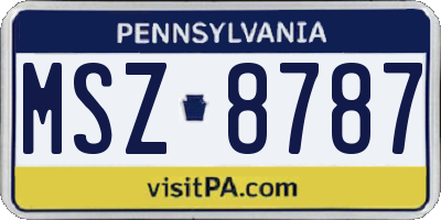 PA license plate MSZ8787