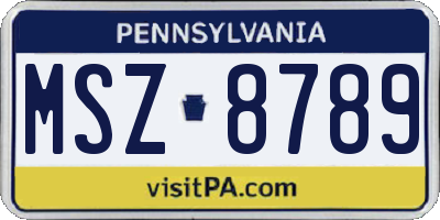 PA license plate MSZ8789