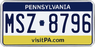 PA license plate MSZ8796