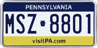 PA license plate MSZ8801