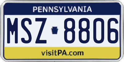 PA license plate MSZ8806