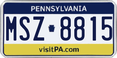 PA license plate MSZ8815