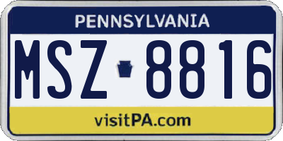 PA license plate MSZ8816