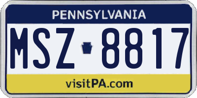 PA license plate MSZ8817