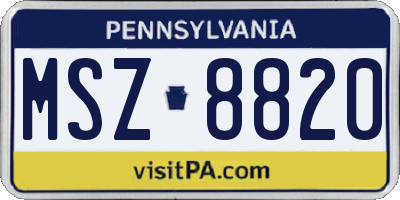 PA license plate MSZ8820