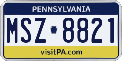 PA license plate MSZ8821