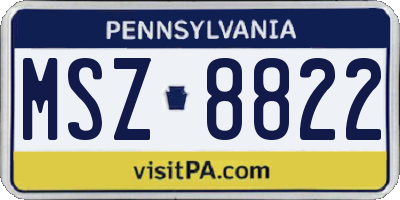 PA license plate MSZ8822