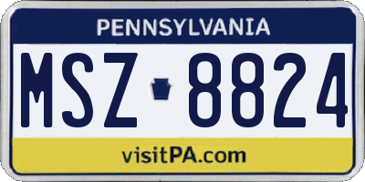 PA license plate MSZ8824