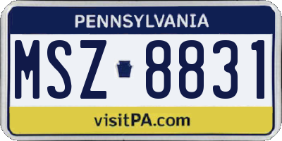PA license plate MSZ8831