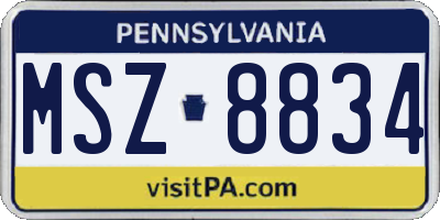 PA license plate MSZ8834