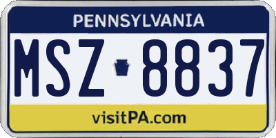 PA license plate MSZ8837