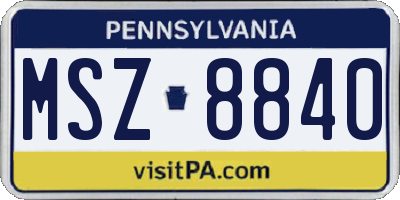 PA license plate MSZ8840